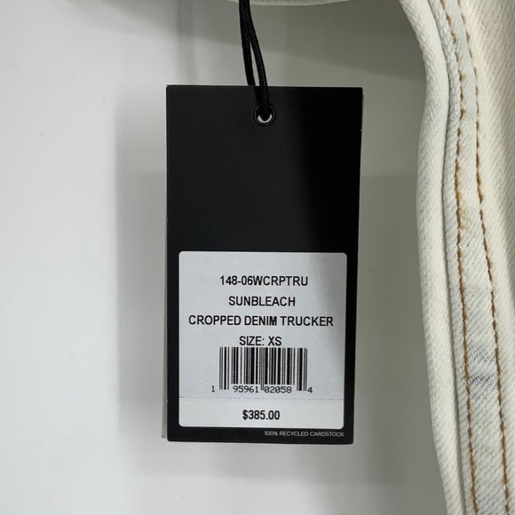 NEW RE/DONE Size X-Small Cropped Denim Trucker Jacket Sunbleach $385 msrp I11-15 - Picture 8 of 10